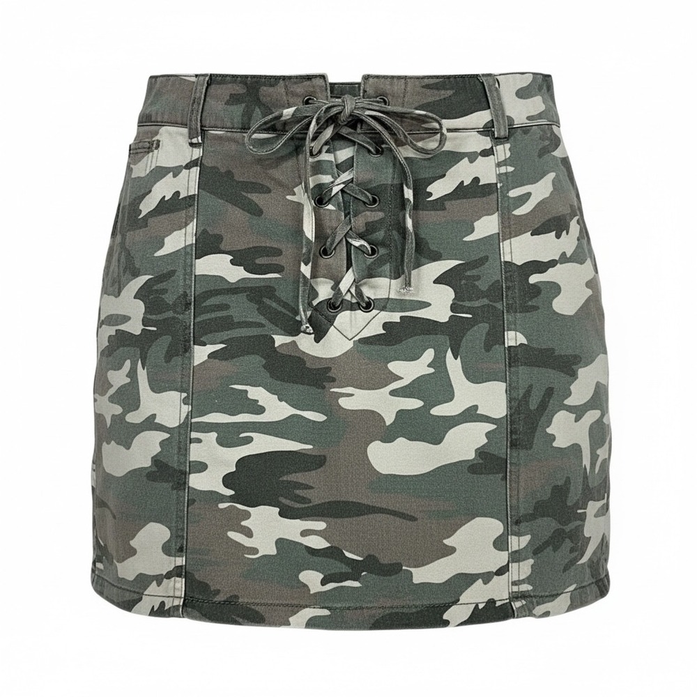 Forever 21 Camouflage Lace Up Denim Mini Skirt Women's Size Medium